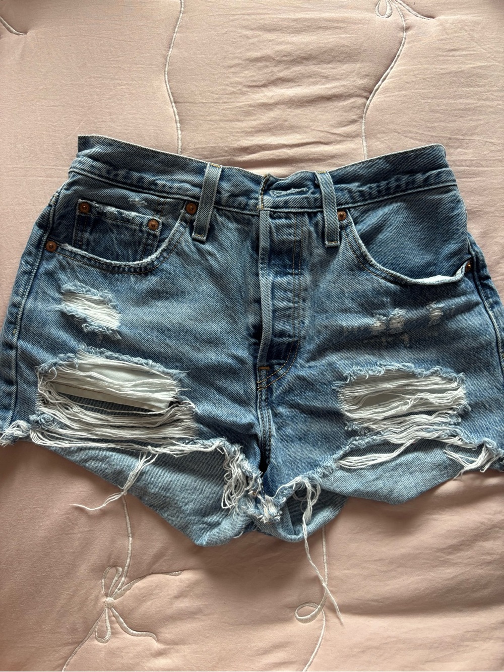 Levi's Distressed Blue Denim Cutoff Shorts